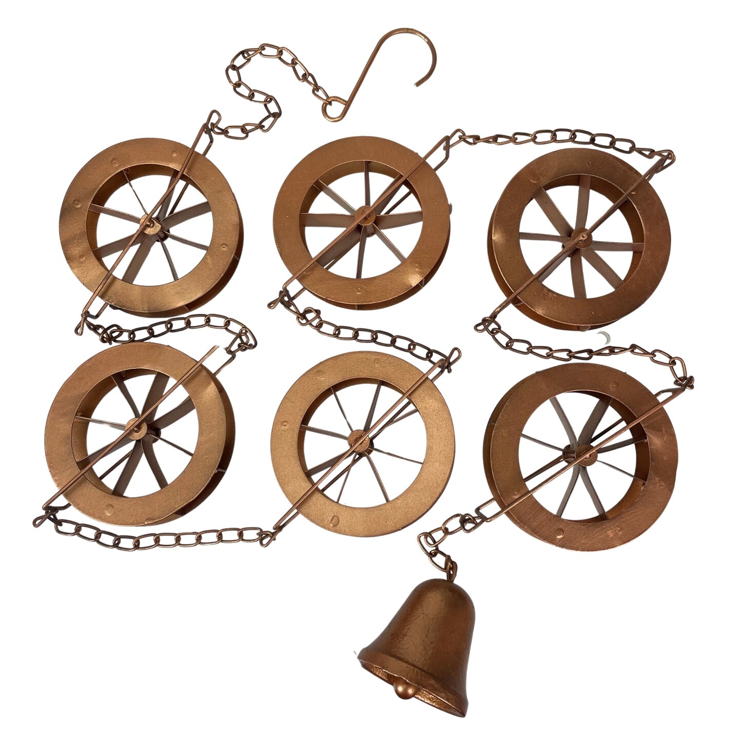 78-Inch Metal Rain Chain - 6 Water Wheels &#x26; Weighted Bell