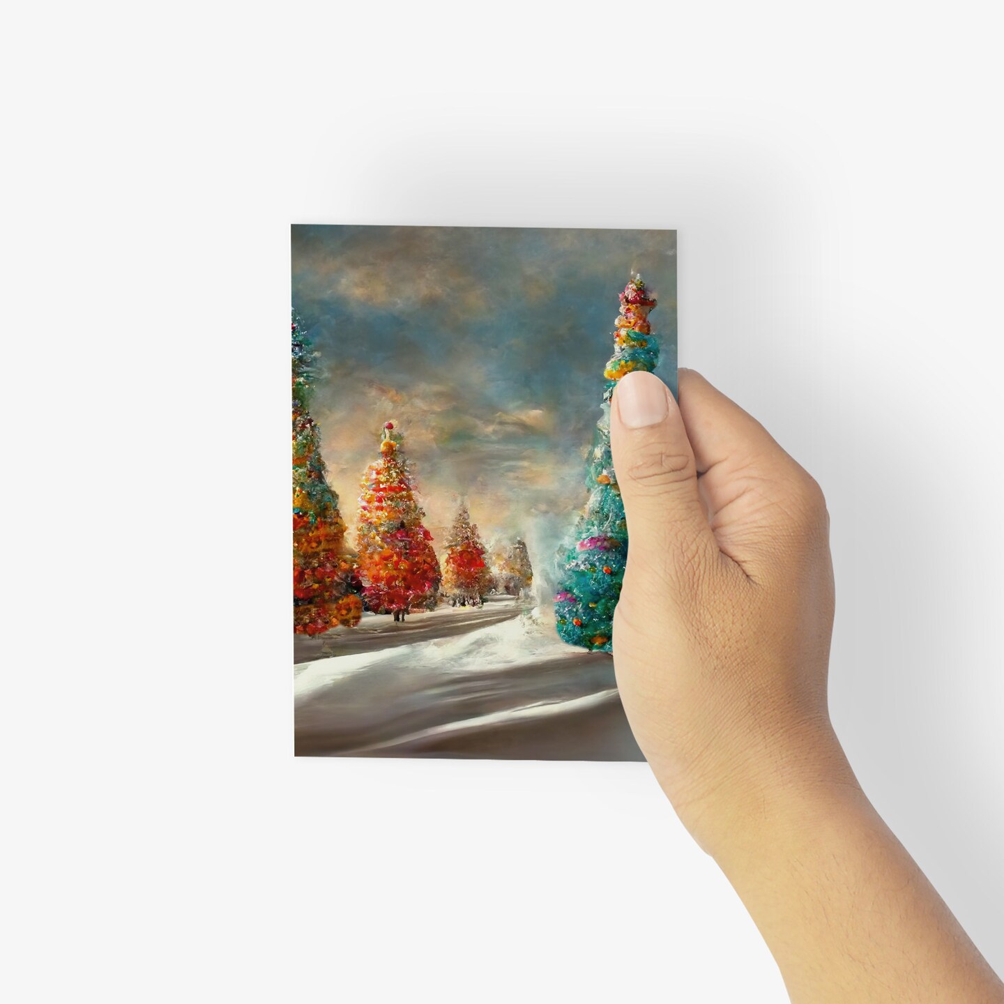 Colorful Christmas Tree Cards - 24-Pack Holiday Greeting Cards with 4 Vibrant, Artistic Tree Designs, Perfect for Sharing Merry Christmas &#x26; Holiday Wishes, Blank Inside for Personalized Messages - Bright and Festive Stationery Set