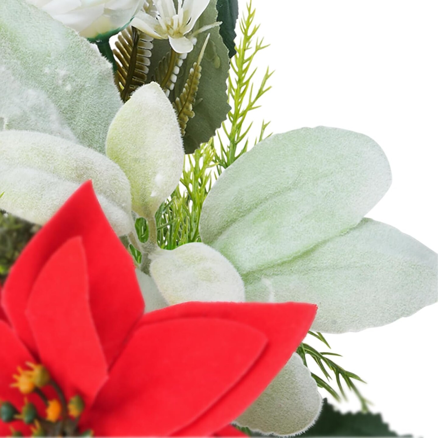 Poinsettia Bouquets Cemetery Flowers for Grave Christmas Winter Floral Arrangement with Faux Pine Needles for Home Dinging Kitchen Xmas Table Decor