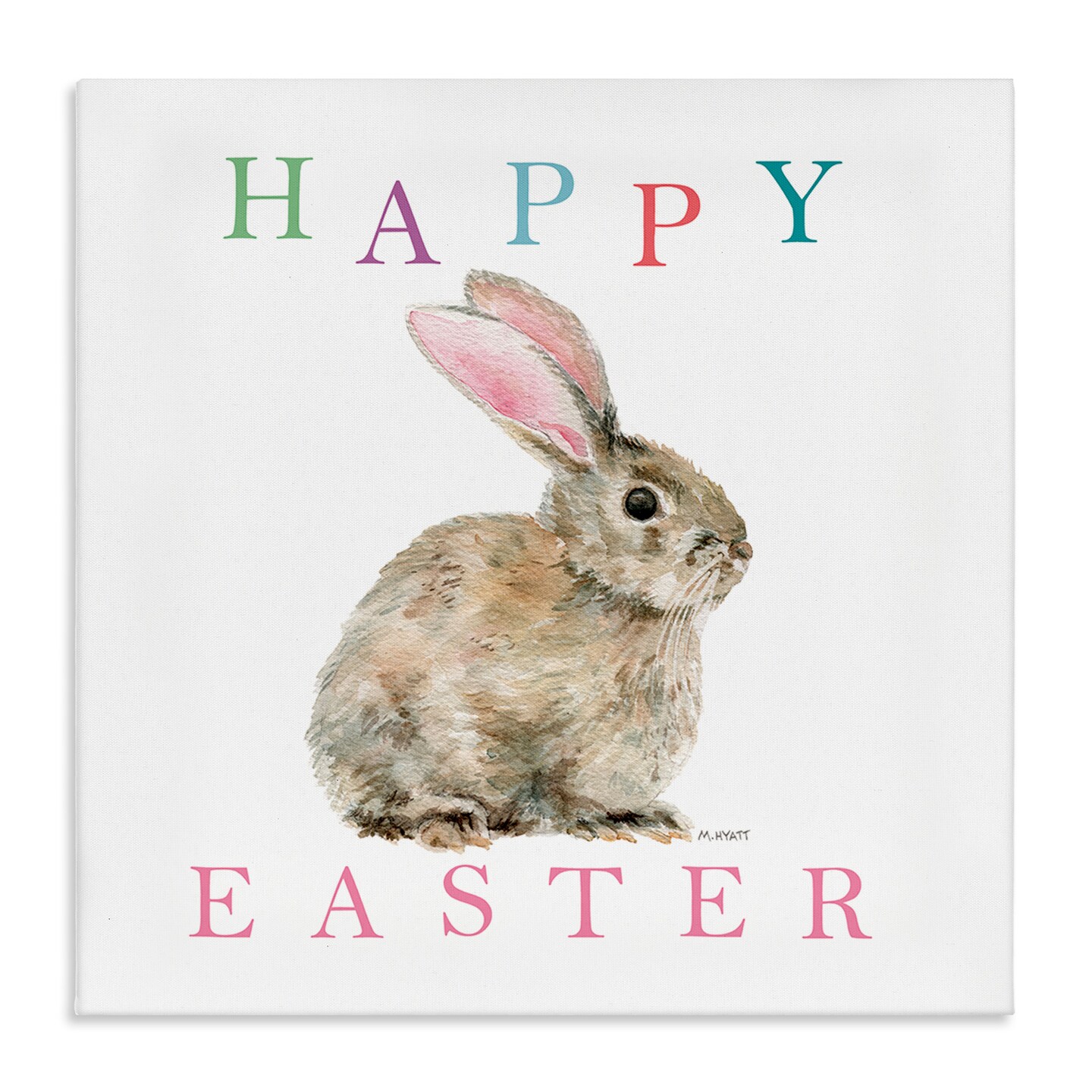 Stupell Industries Happy Easter Bunny Rabbit Canvas Wall Art