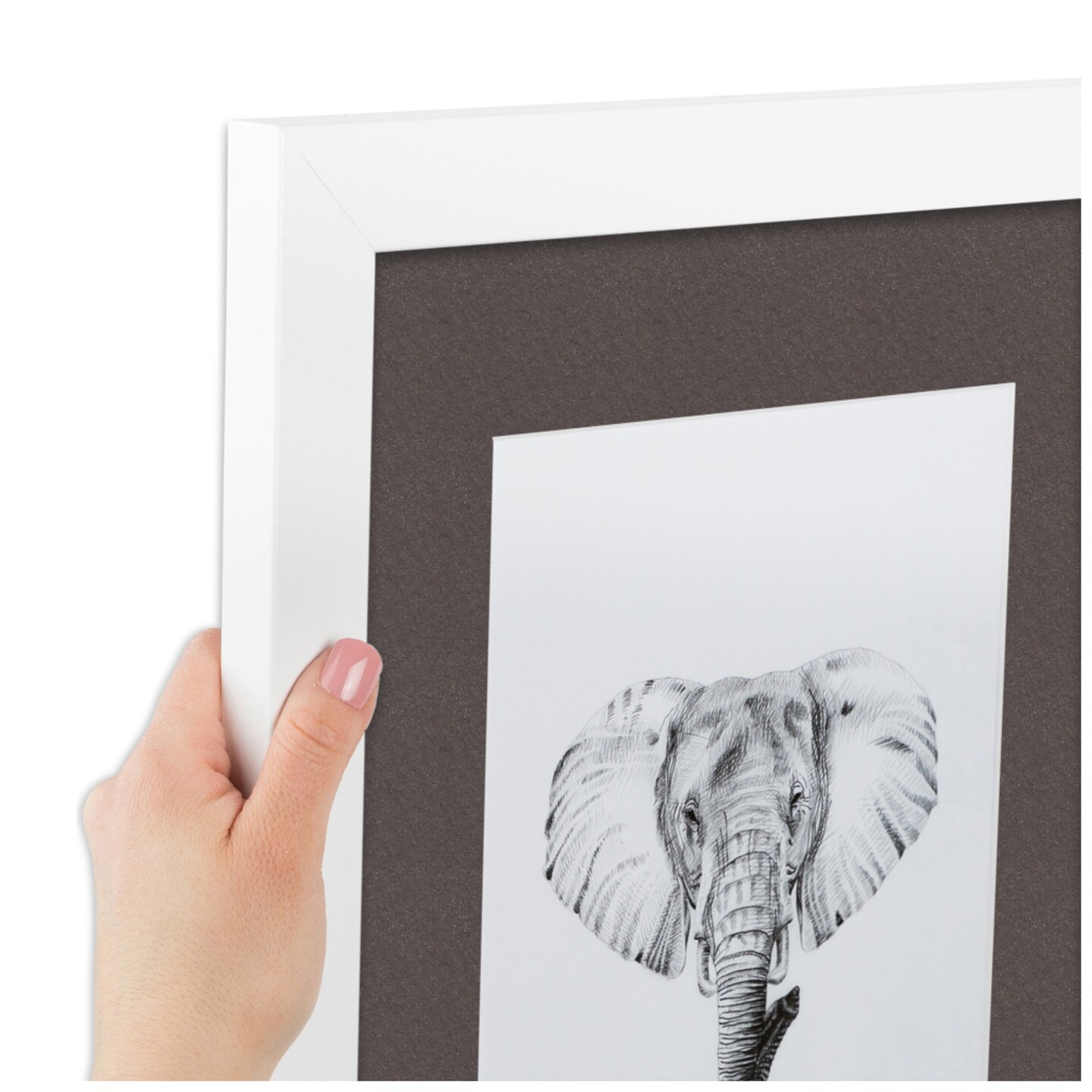 ArtToFrames Collage Photo Picture Frame with 1 - 5x7 and 4 - 3x5 inch Openings, Framed in White with Over 62 Mat Color Options and Regular Glass (CSM-3966-331)