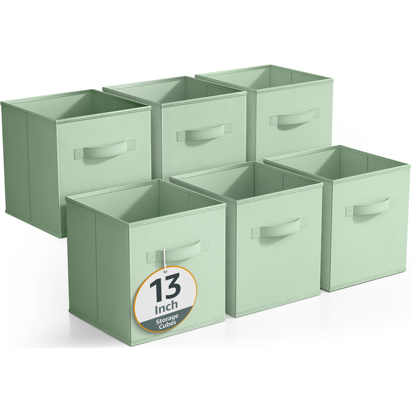 Sorbus 6 Pack 13 Inch Foldable Storage Cubes with Handles- for Organizing Home, Shelves, Nursery, Playroom, Closet and More