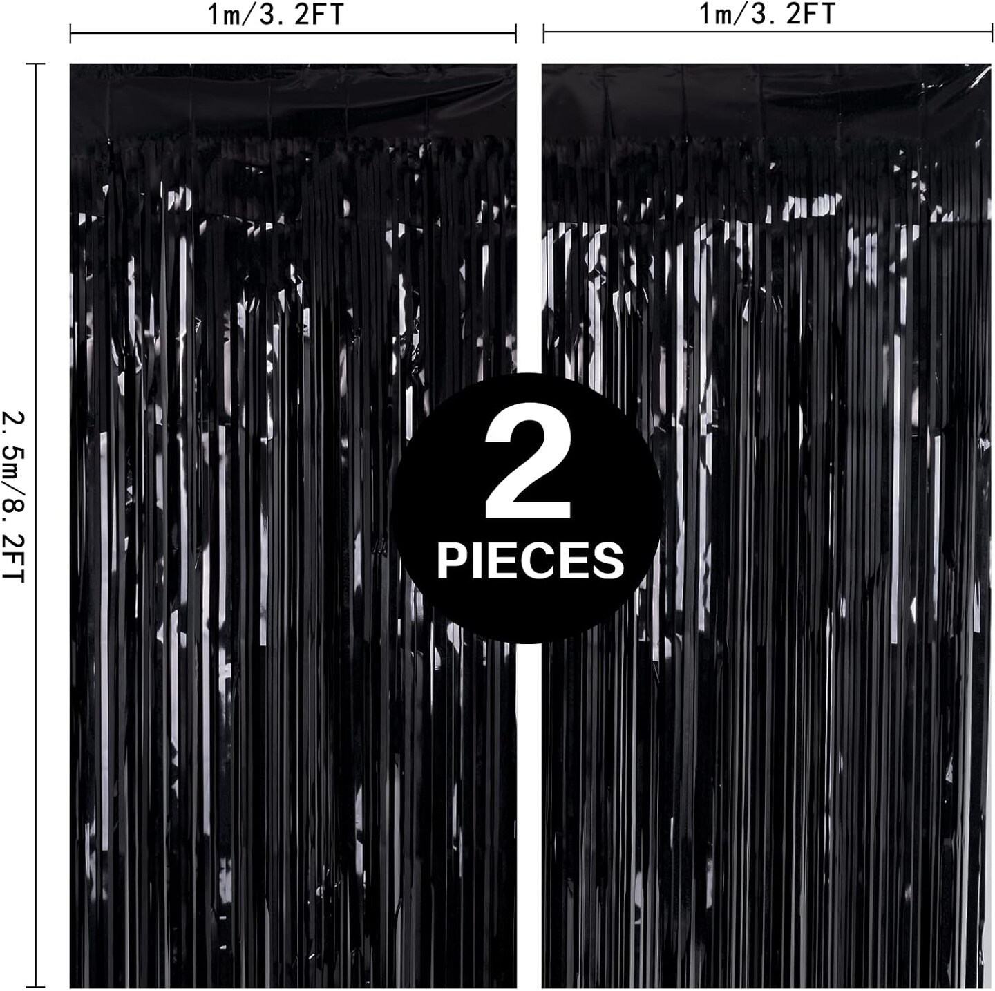 Black Tinsel Foil Fringe Curtains