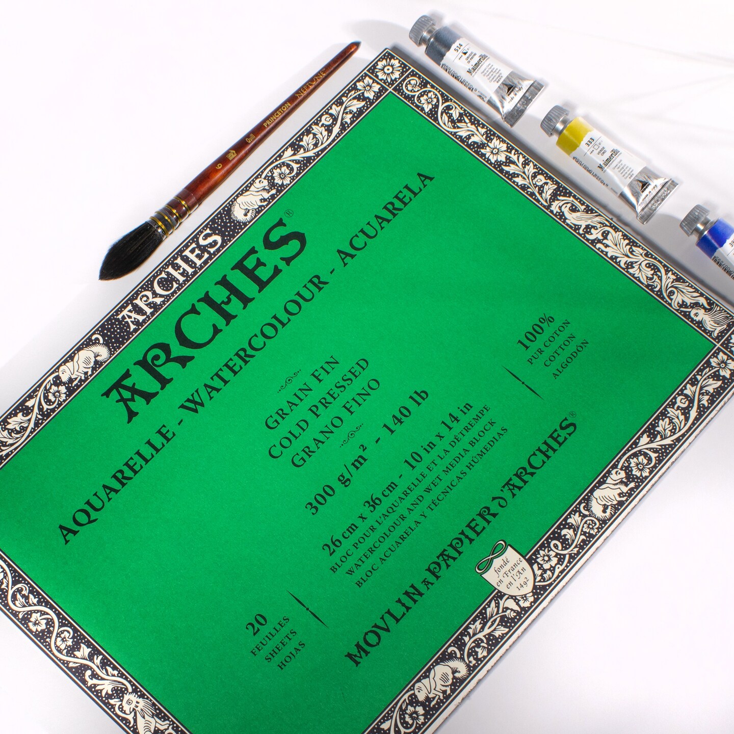 Arches Aquarelle Cold Pressed Watercolor Block 10"X14"- 140lb, 20 Sheets