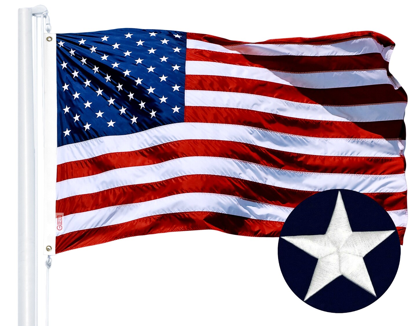 G128 Combo Pack: American USA Flag 3x5 Ft &#x26; Rhode Island No Golden Border State Flag 3x5 Ft | Both ToughWeave Series Embroidered Polyester, Brass Grommets