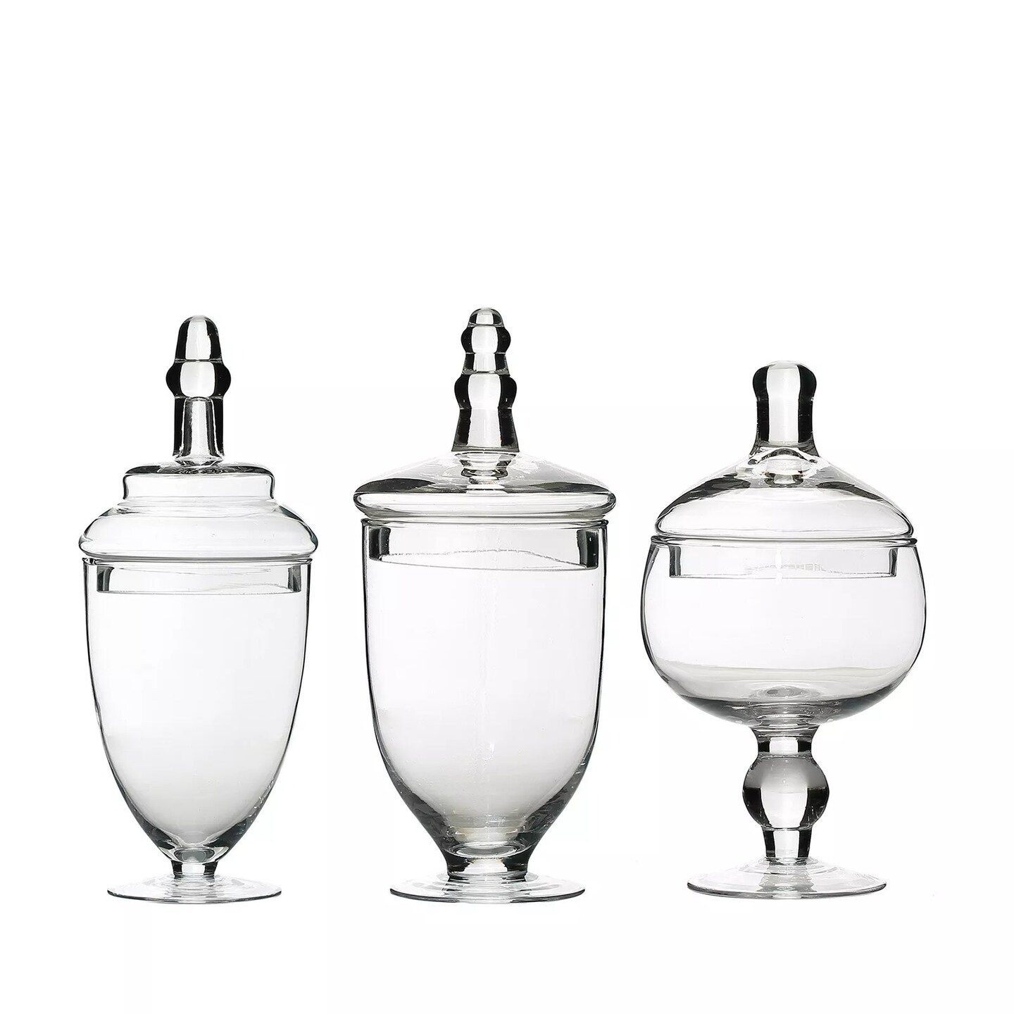 3 Clear Glass Apothecary Jars Containers with Lids Dessert Party Decorations