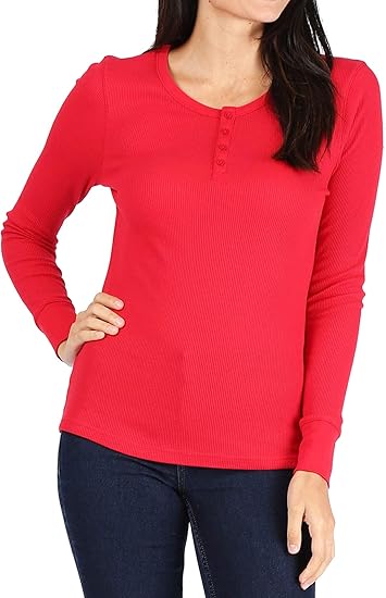 Women&#x2019;s Long Sleeve Thermal Henley Tee | RADYAN&#xAE;