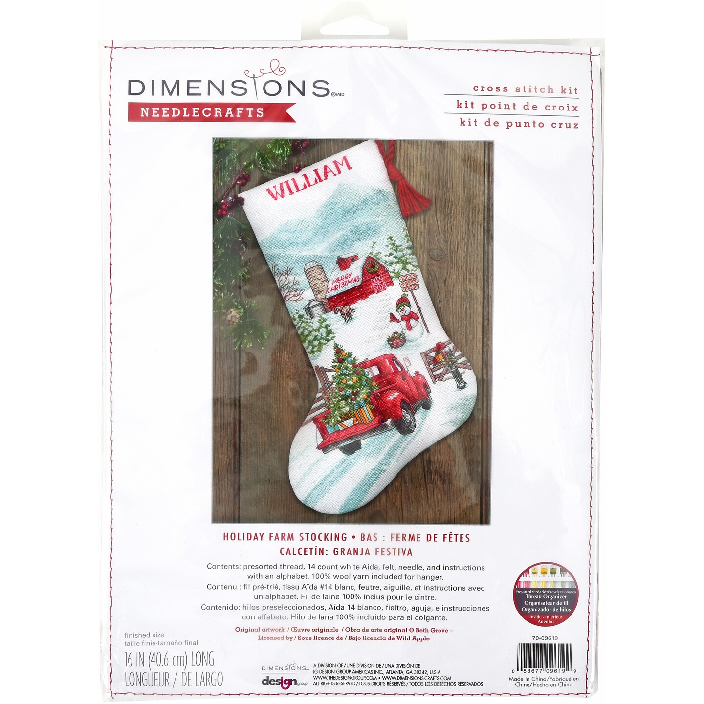 Dimensions Counted Cross Stitch Kit 16" Long-Holiday Farm Stocking