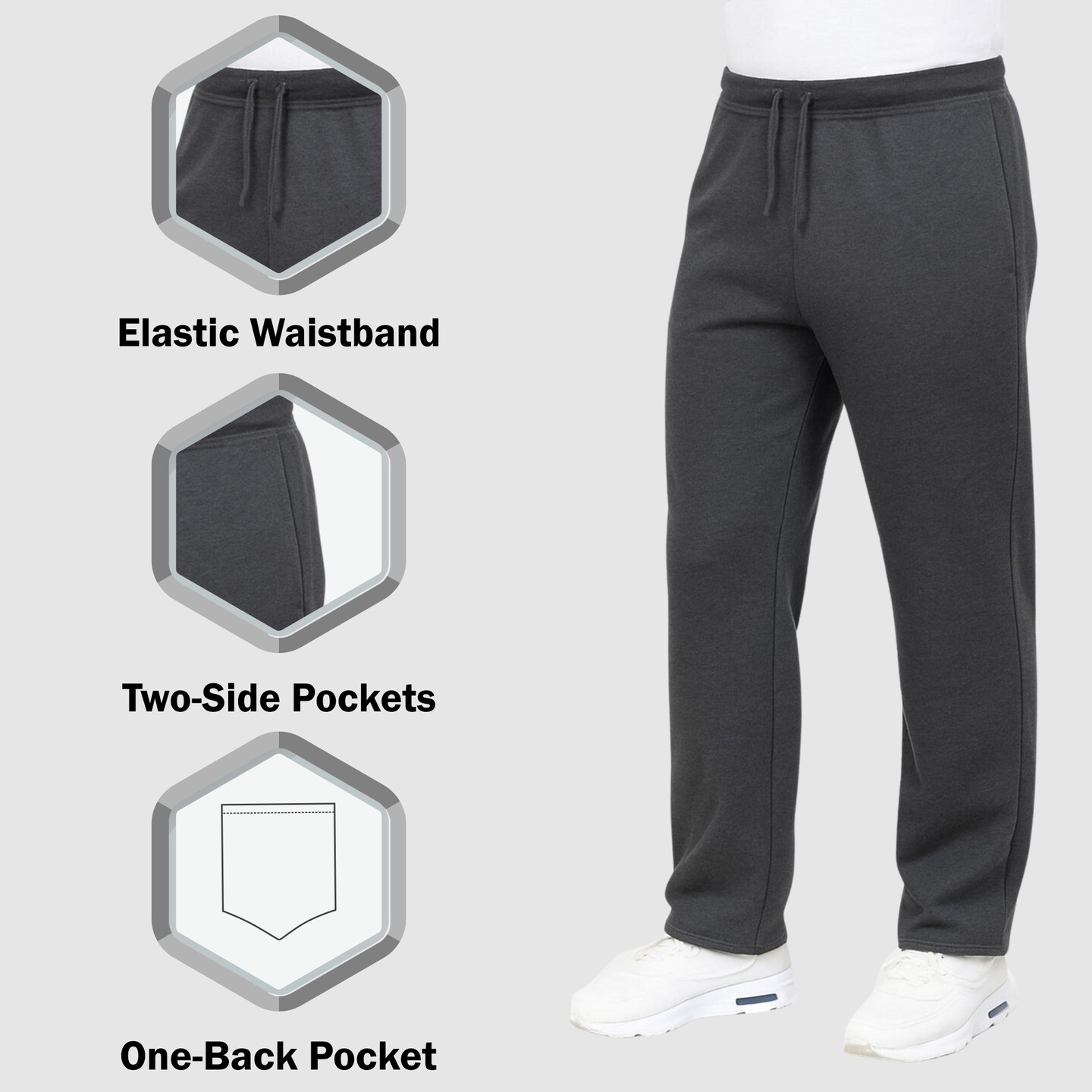Mens Regular Fit Open Bottom Fleece Jogger Sweatpants (S-3XL)