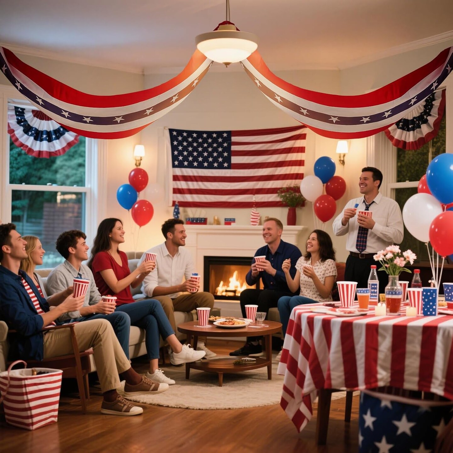 US Patriotic Door Decoration 4th of July Decorations American Flag Banner Decorate for Independence Day and Memorial Days