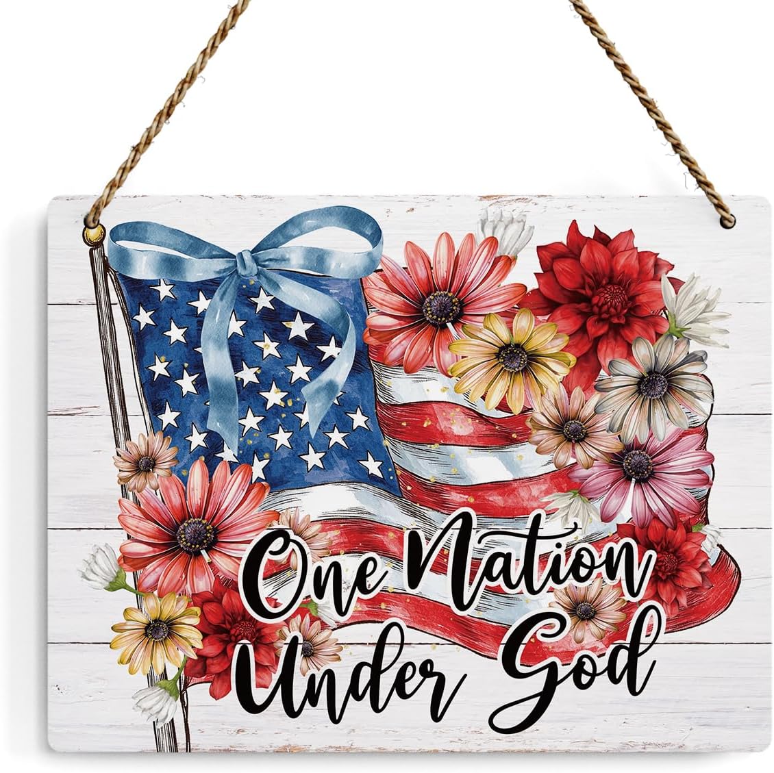 American Flag Patriotic Wall Art Decor (One Nation Under God)