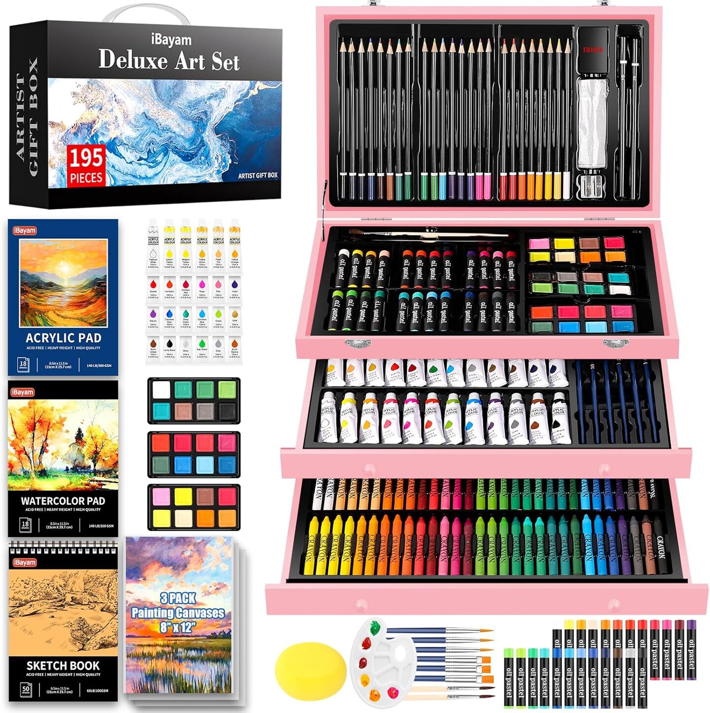 195-Pack Arts and Crafts Supplies for Adults Kids