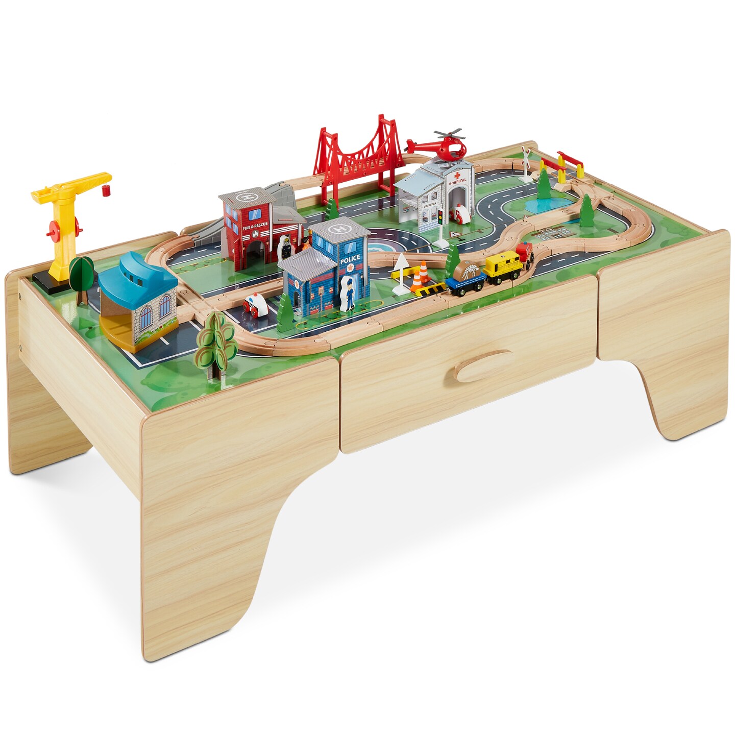 Best Choice Products Kids 35-Piece Train Table, Large Multipurpose Wooden Playset w/ Reversible Table Top