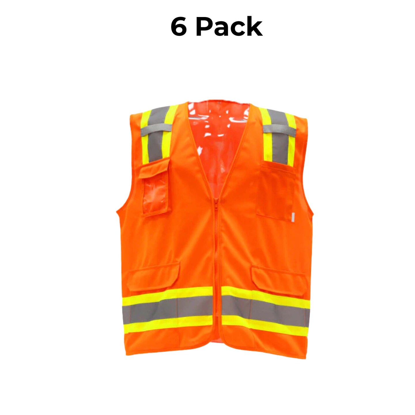 High Visibility Safety Vests Reflective Zipper Front with Pockets Work Gear