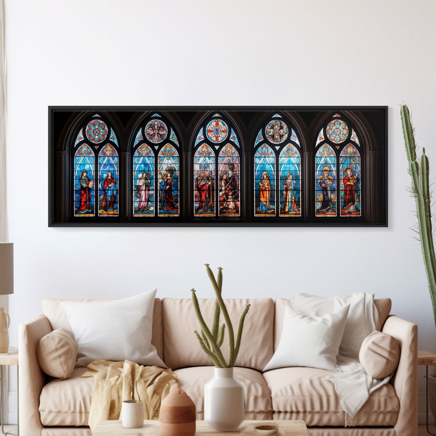 Stained Glass Windows Canvas Print, Stained Glass Painting On Canvas, Church Stained Glass Windows Fine Art Print 65-168 product 2