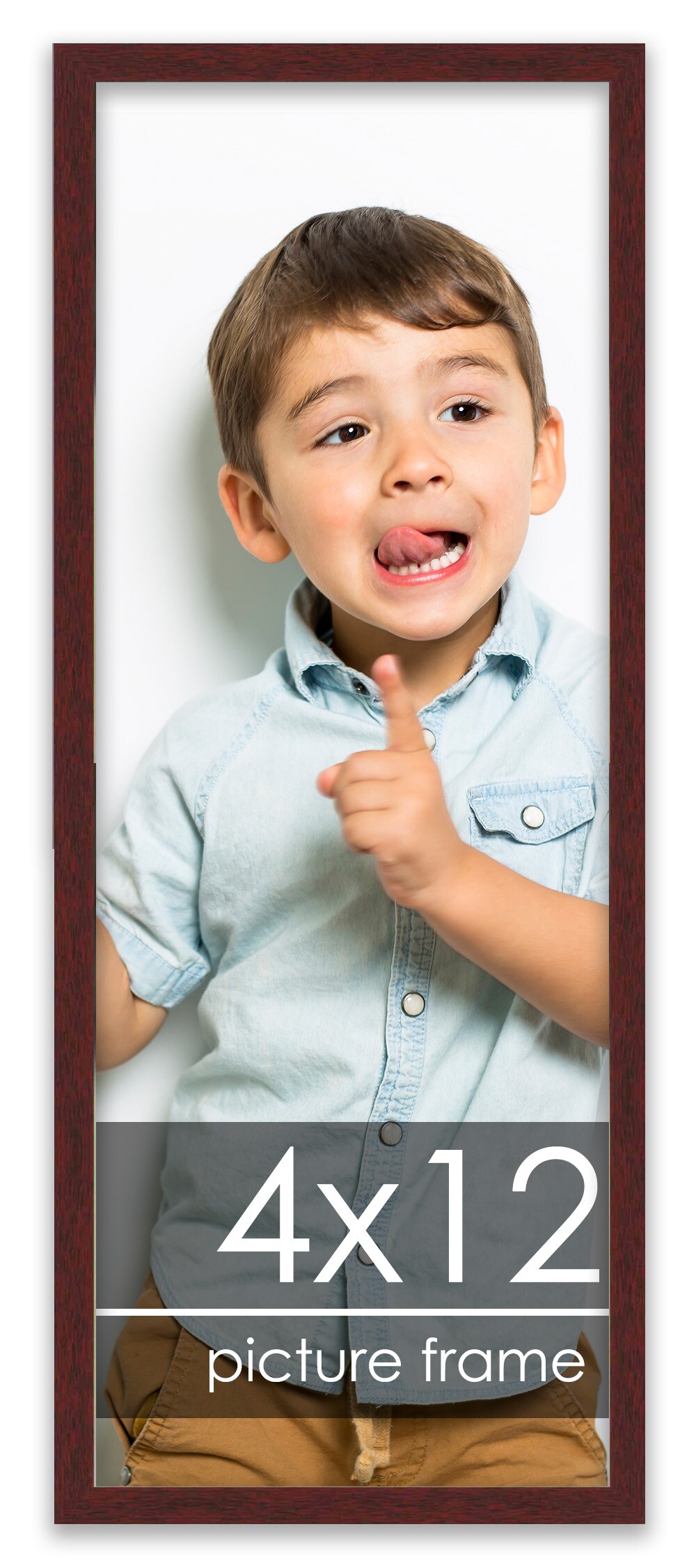 4x12 Solid Wood Picture Frame with UV-Resistant Acrylic &#x26; Acid-Free Backing, Available in 6 Finishes: Matte Black, Matte White, Metallic Bronze, Silver, Natural Wood Grain &#x26; Mahogany