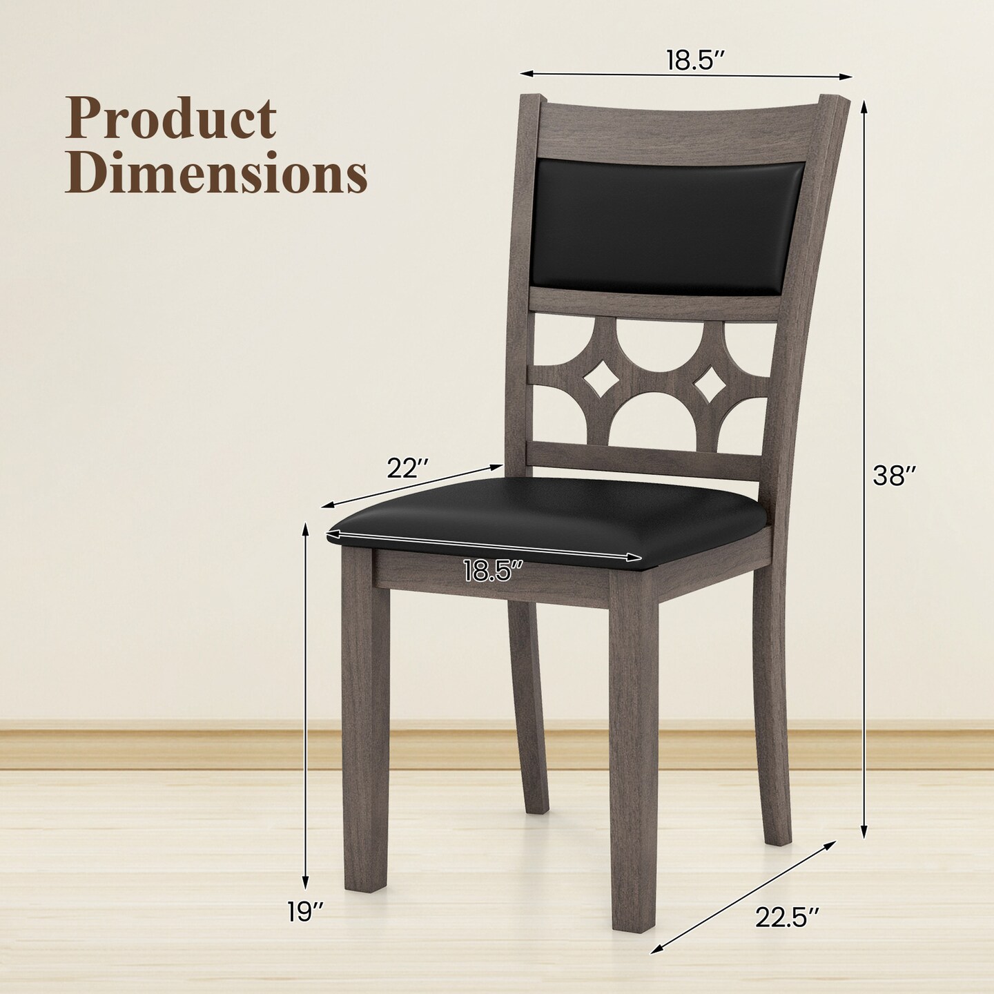 Costway Upholstered Dining Chair Set of 2/4 Armless Chair with Padded Backrest & Seat