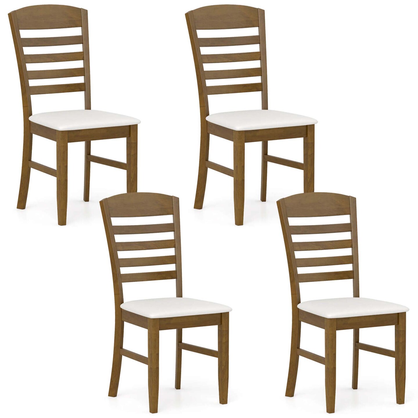 Costway Wood Dining Chairs Set of 2/4 Fabric Upholstered Side Chairs with Rubber Wood Frame