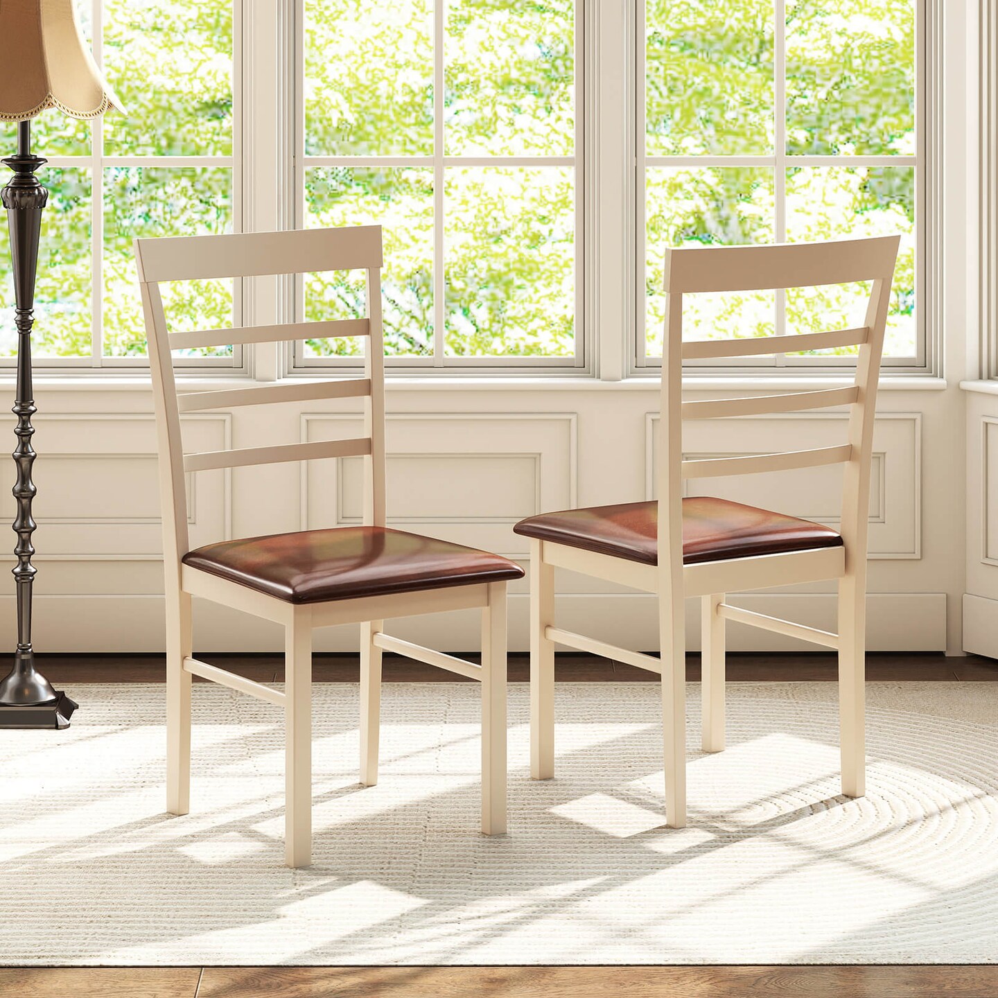 Costway Wooden dining chair set of 2/4 with rubber wood frame padded seat for kitchen