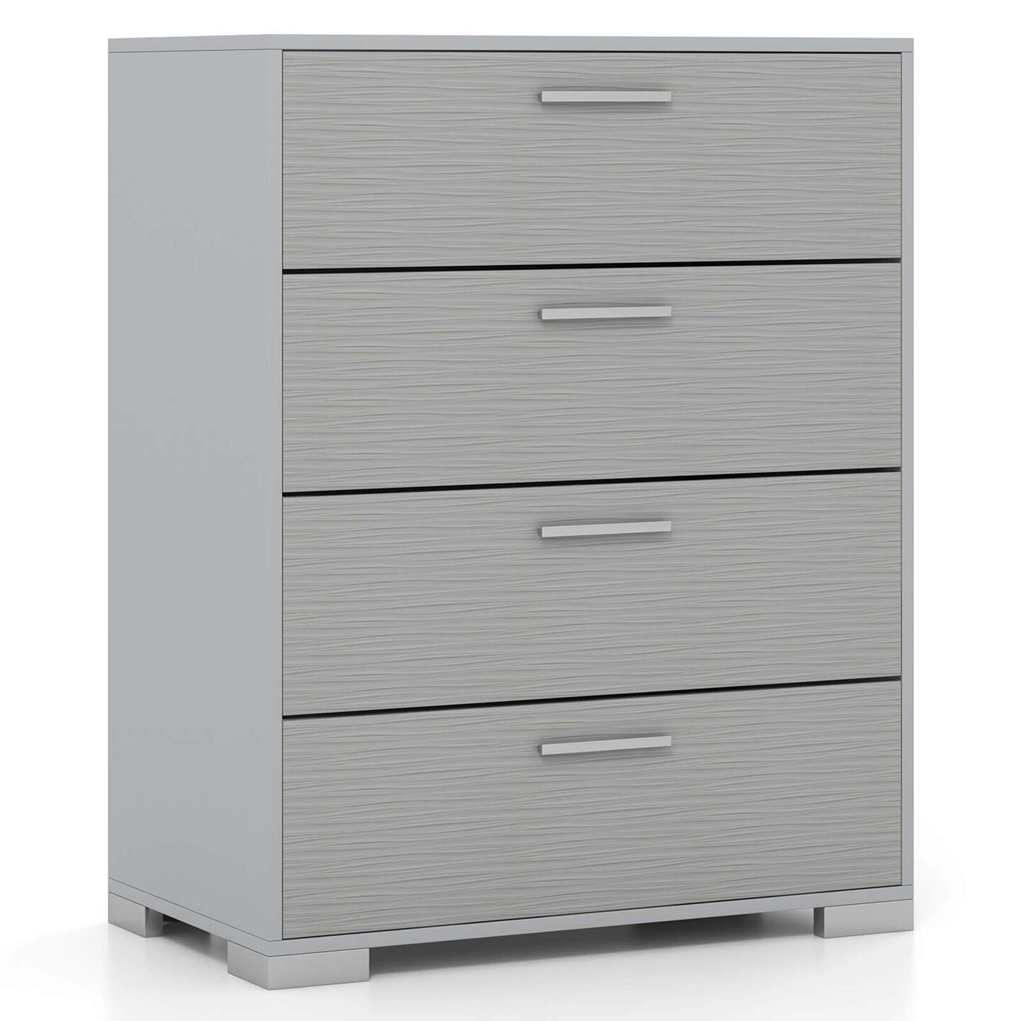 Costway 4 Drawer Storage Cabinet with Metal Legs & Handles Anti-Toppling Devices Gray/White
