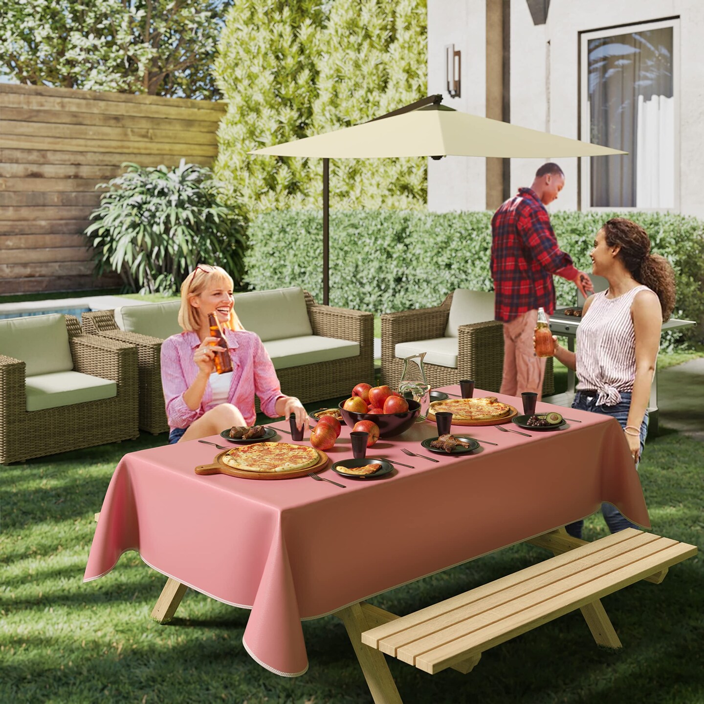 Exquisite Vinyl Tablecloth – 54" x 108" – Pack of 1 – Rectangular Plastic Table Cover with Flannel Backing – Reusable & Waterproof Tablecloth for Events and Parties