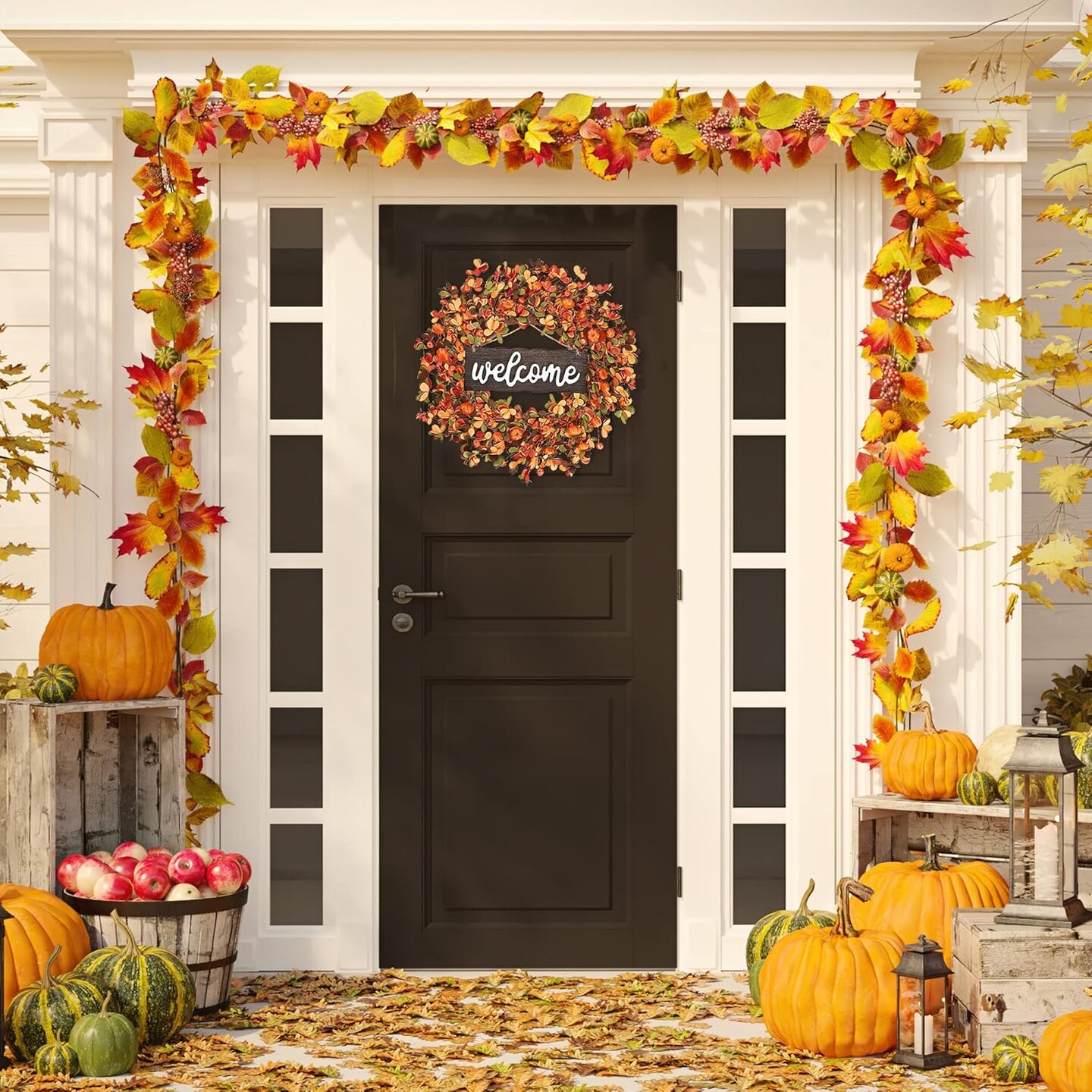 Fall Wreath 20&#x27;&#x27; Autumn Front Door (Orange)