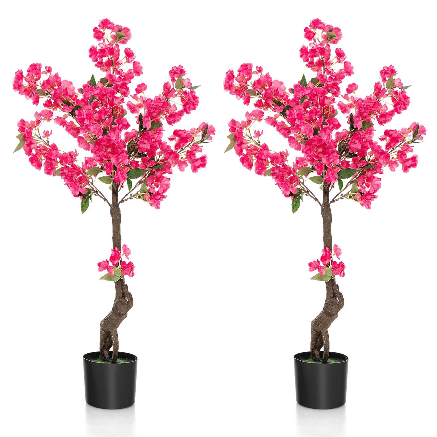 Costway 1/2 Pack 42&#x22; Artificial Plum Blossom Tree with 92 Flowers &#x26; Realistic Trunk Indoor