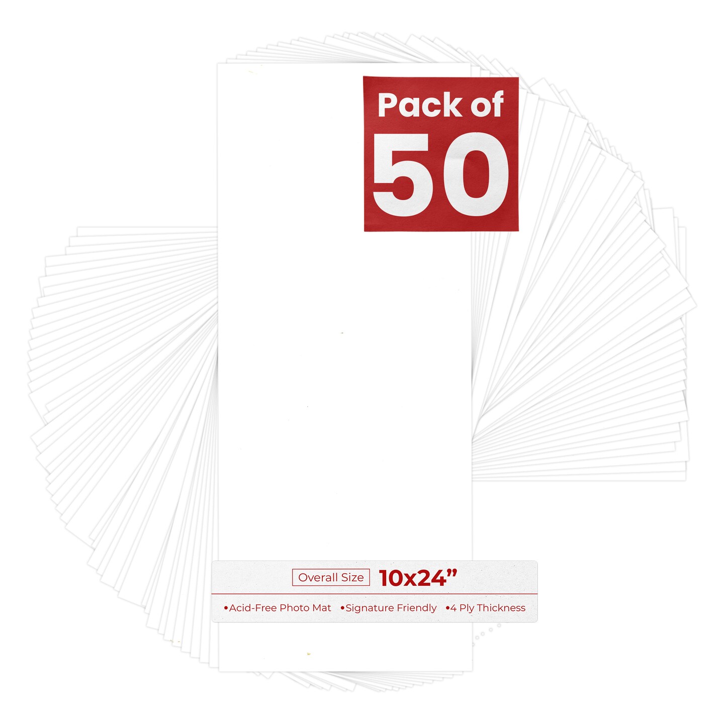 Textured White 10x24 Uncut Mat Board - Blank Sheets, No Opening