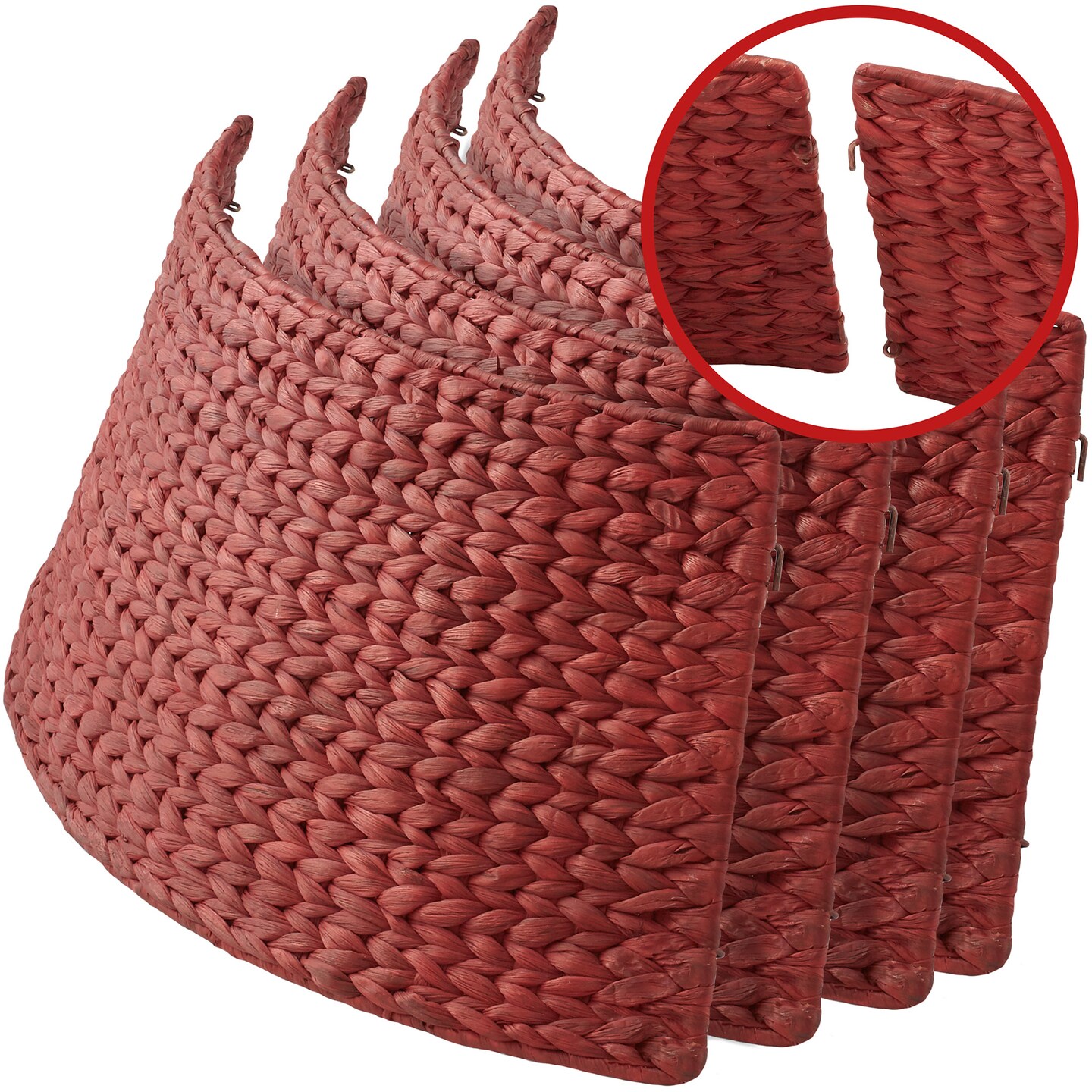 Casafield Christmas Tree Collar, Woven Water Hyacinth Tree Base Cover with Cord Cut Out