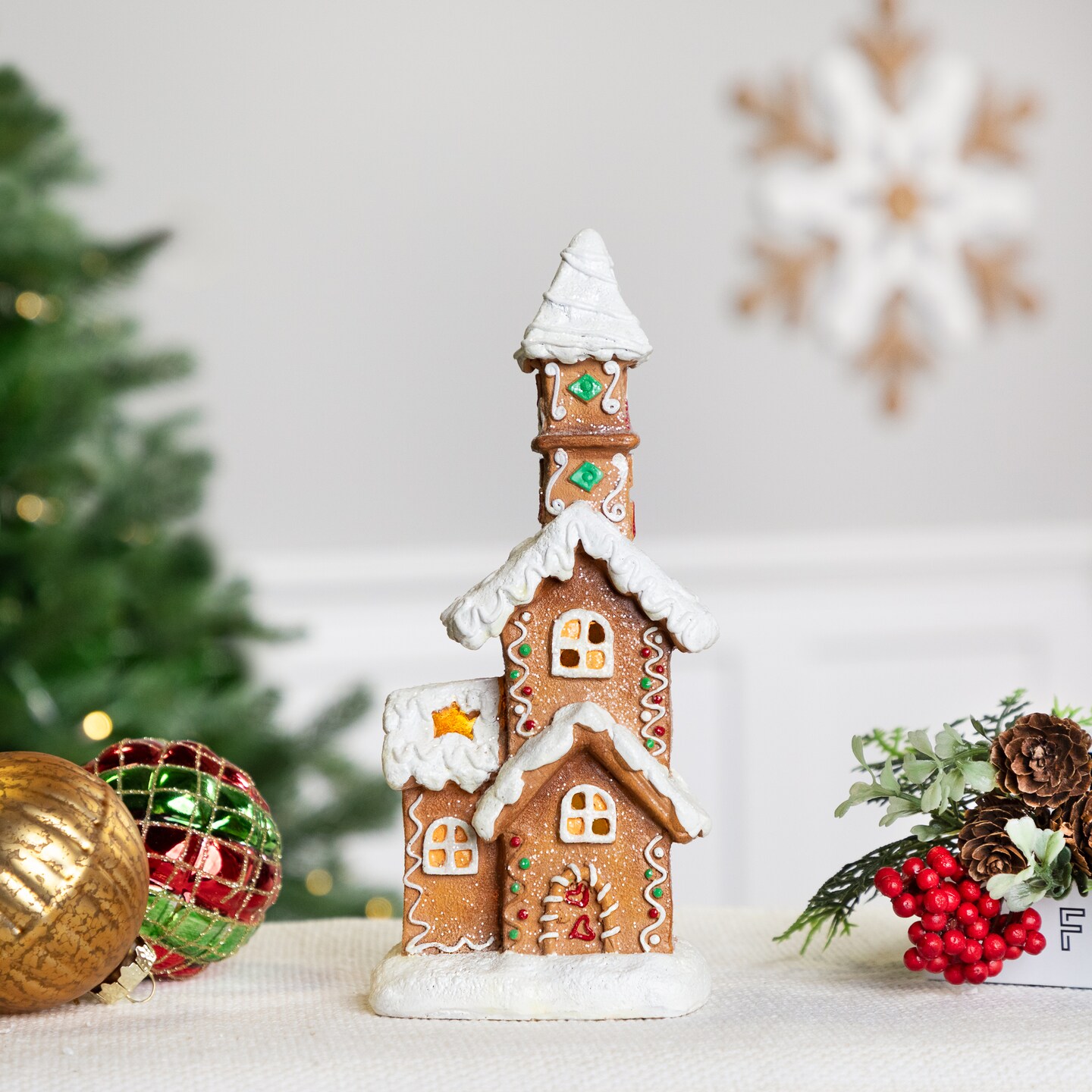 Northlight LED Lighted 2-Tier Gingerbread House with Chimney Christmas Decoration - 9&#x22;