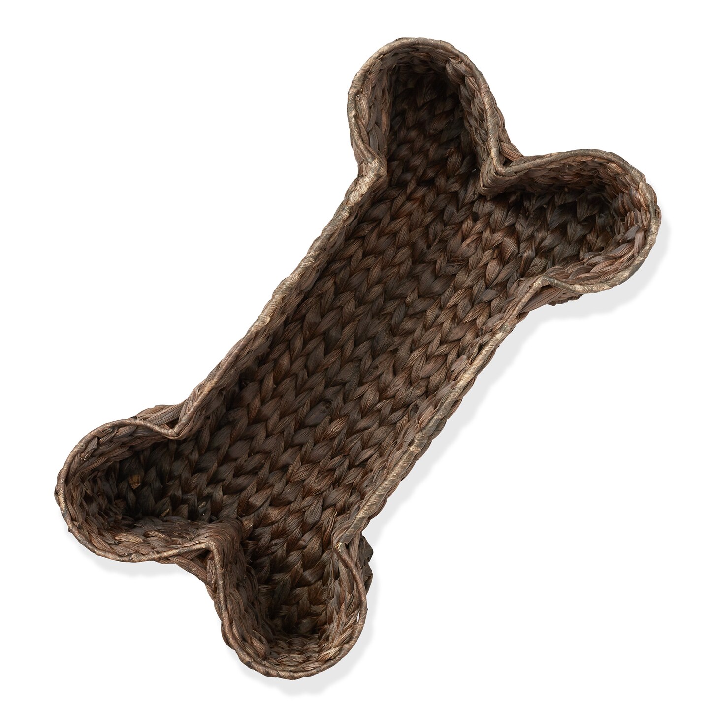 Casafield Dog Bone Shaped Storage Basket, Large Woven Water Hyacinth Pet Toy Organizer Bin