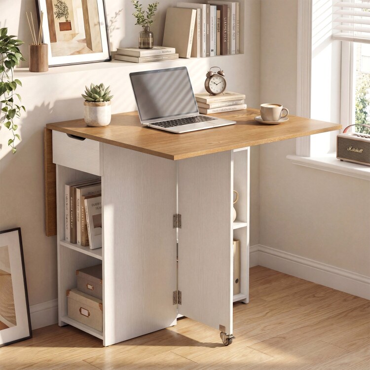 Extendable Dining Table Drop Leaf Folding Design With Storage