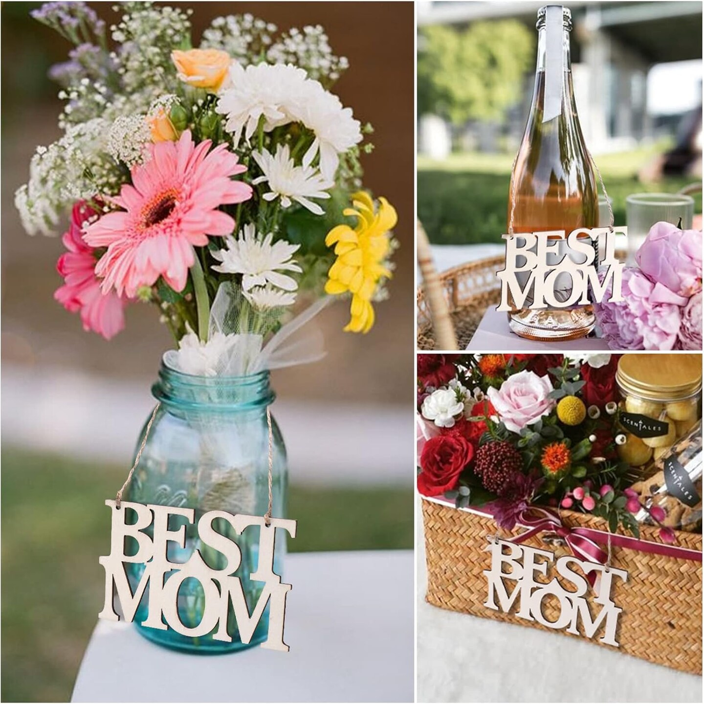 40-Piece “Best MOM” Unfinished Wooden Craft Set – Paintable Wood Cutouts and Letters for Mother’s Day, Mom’s Birthday, Classroom DIY Projects, Gift Tags, and Kids’ Creative Art Activities