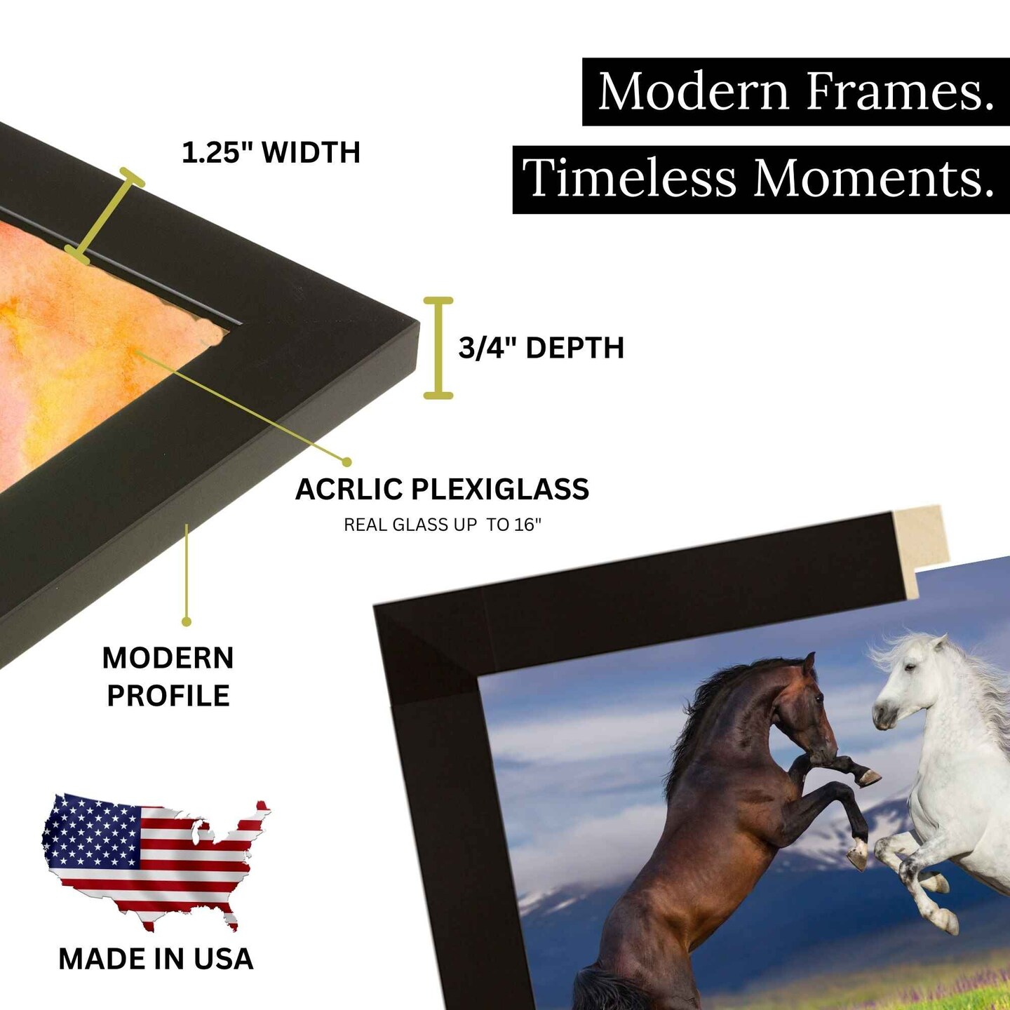 Modern Black Wood 48x24 Picture Frame &#x2013; Wall 48 x 24 Poster Frame Wooden Photo Frame