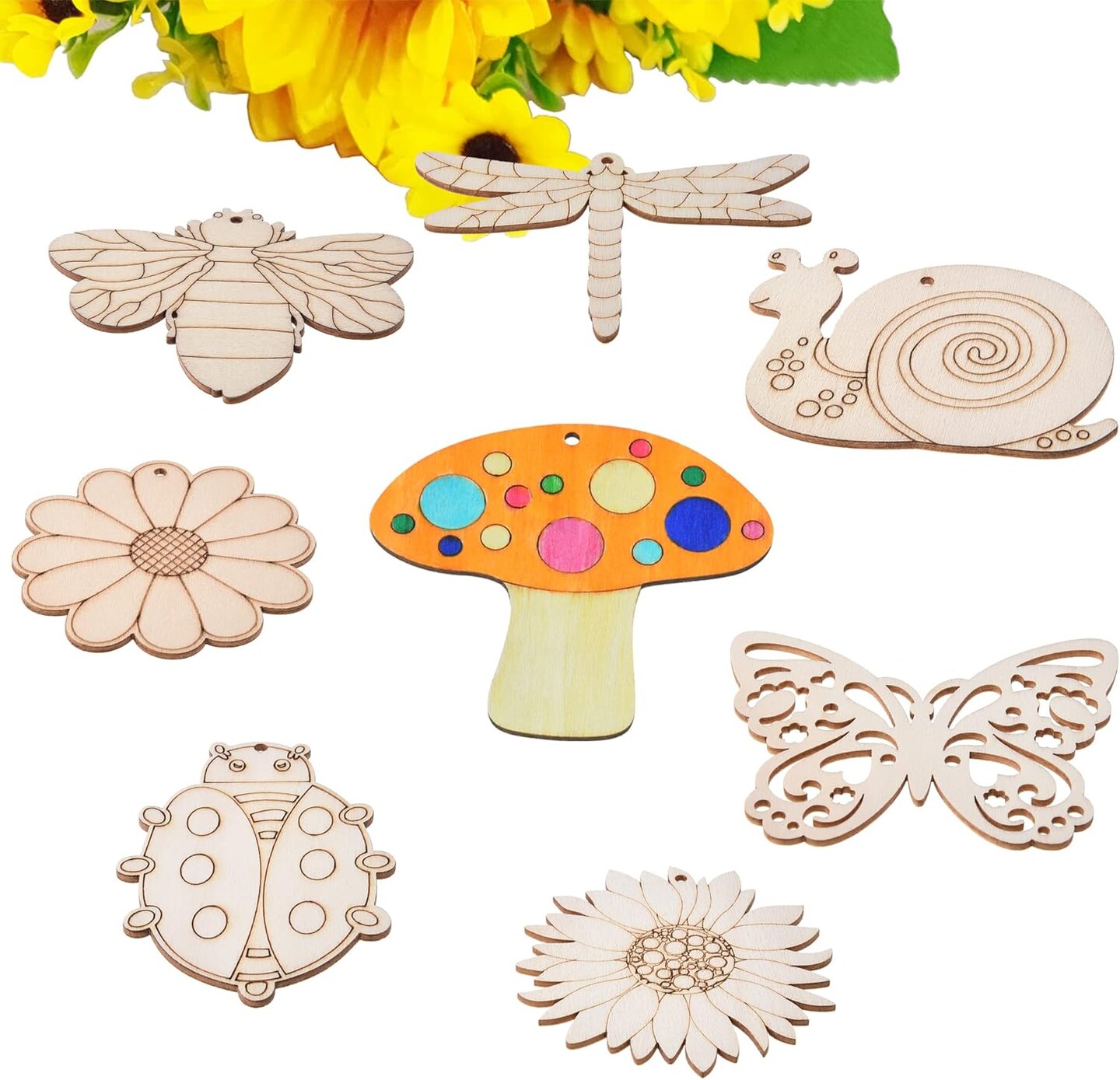 48PCS Unfinished Wood Insect Cutouts