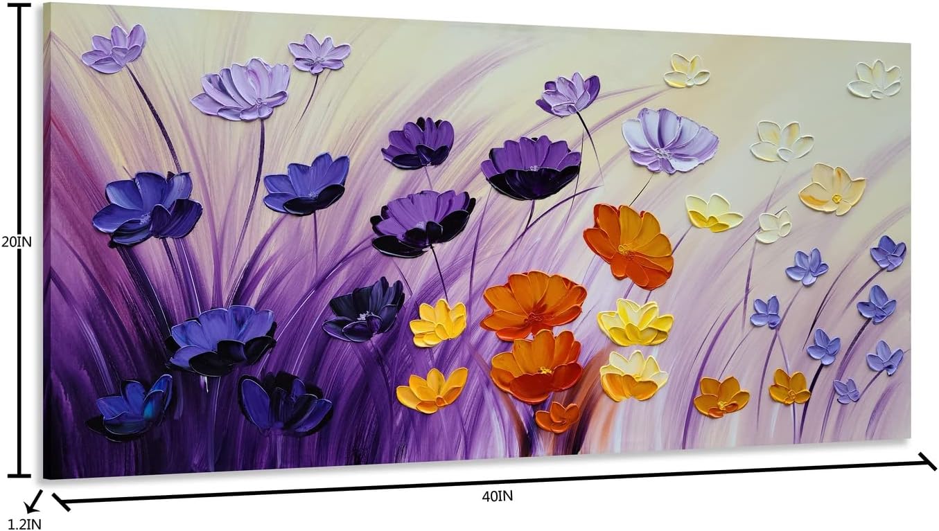 Flower Canvas Wall Art - Hand Painted Colorful Poppy Painting