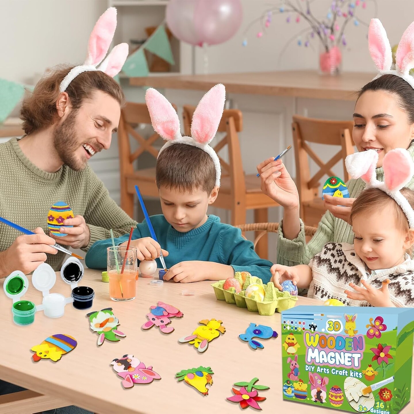 16 Sets Easter Spring Wooden Magnets