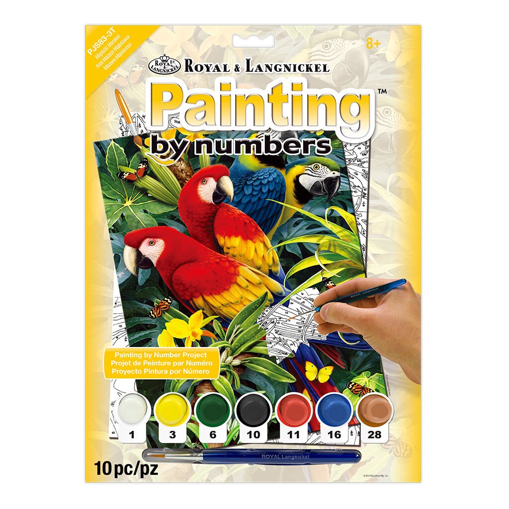PJS83 | Painting by numbers™ 10pc 8.75" x 11.375" Majestic Macaws Painting Project