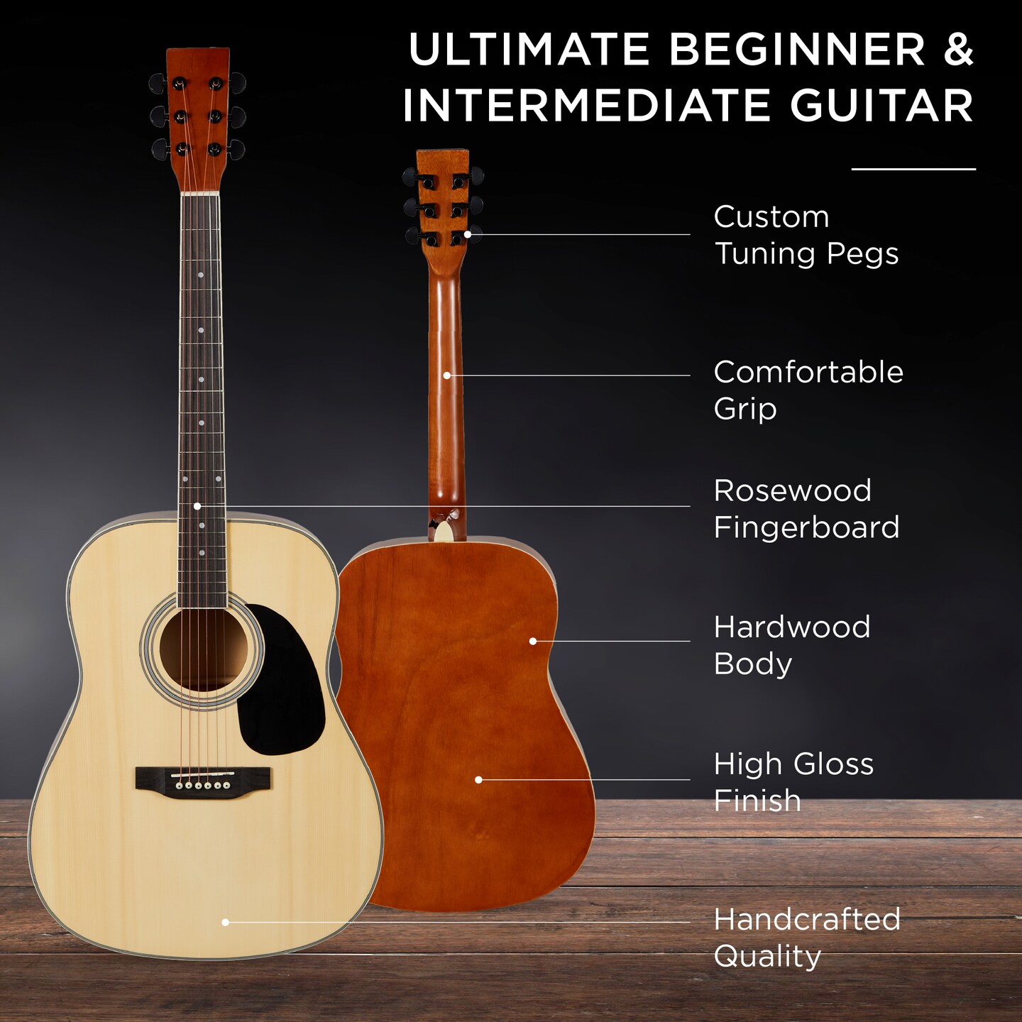Best Choice Products 41in Full Size All-Wood Acoustic Guitar Starter Kit w/ Gig Bag, Pick, Strap, Rag