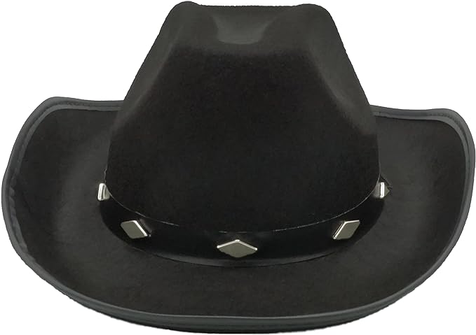 4E&#x2019;s Novelty Black Felt Cowboy Hat for Men &#x26; Women - Studded Western Cowboy Hat - Cowboy Hat for Western Themed Party &#x26; Cowboy Costume Accessory