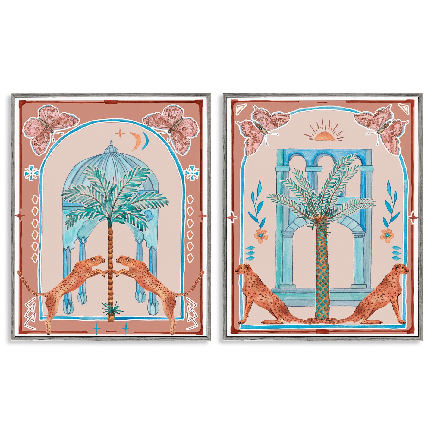 Stupell Industries Doorway Cheetah Palms 2 pc Framed Giclee Wall Art Set Design by Melissa Wang