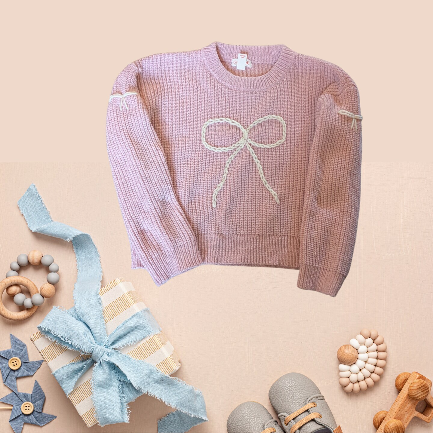 Embroidered Bow Sweater, Baby Girl Clothing, Girl Birthday Gift, Christmas Sweater for Baby Girl Outfit for Family Photo, Bows, Embroidery product 5
