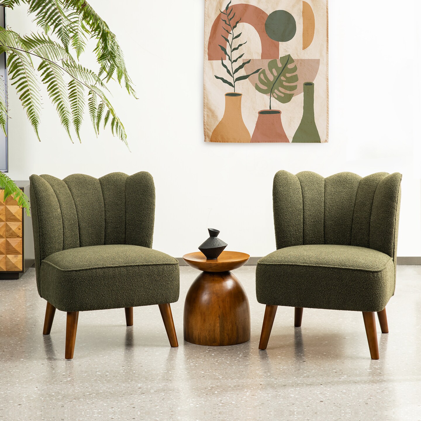 32.75&#x22;H Upholstered Tufted Accent Chair with Rubber Wood Legs