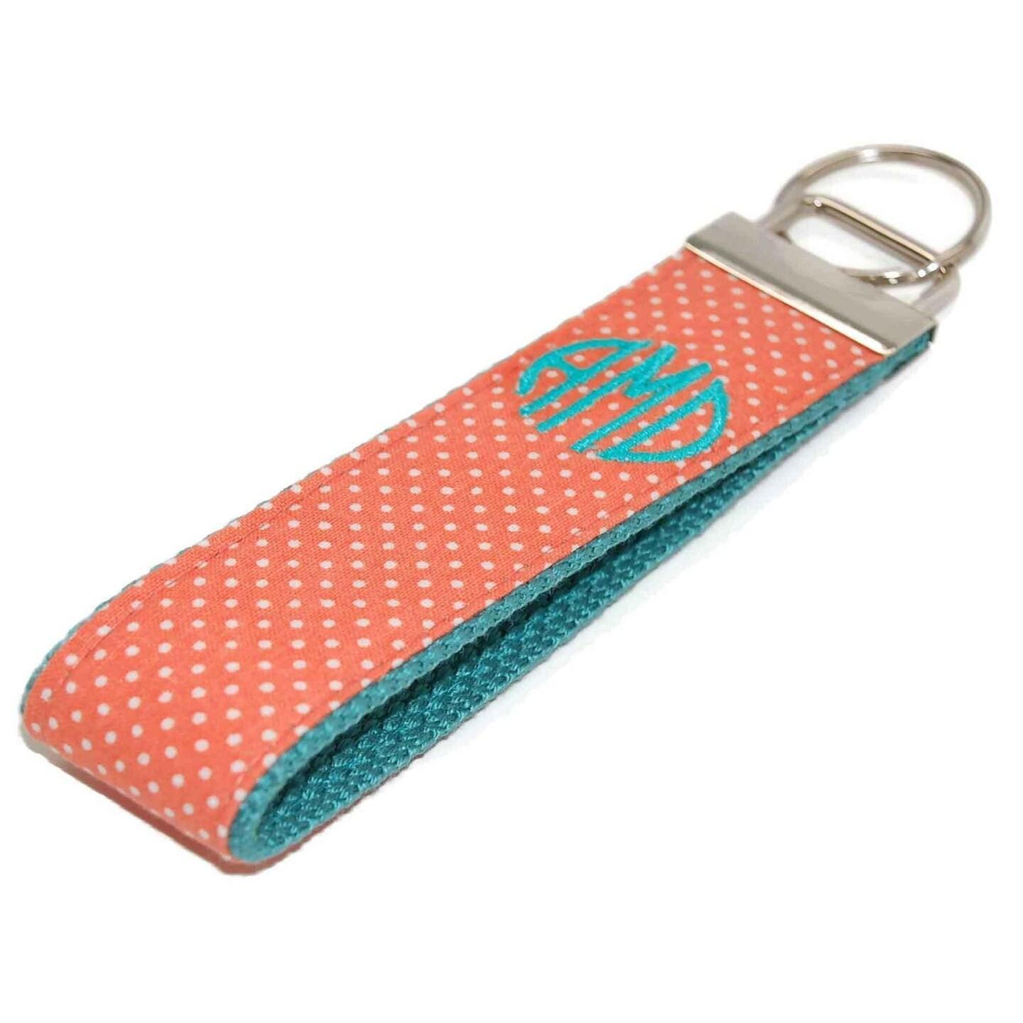 Coral Keychain Wristlet Mom Of Girls Beaded Keychain Wristlet