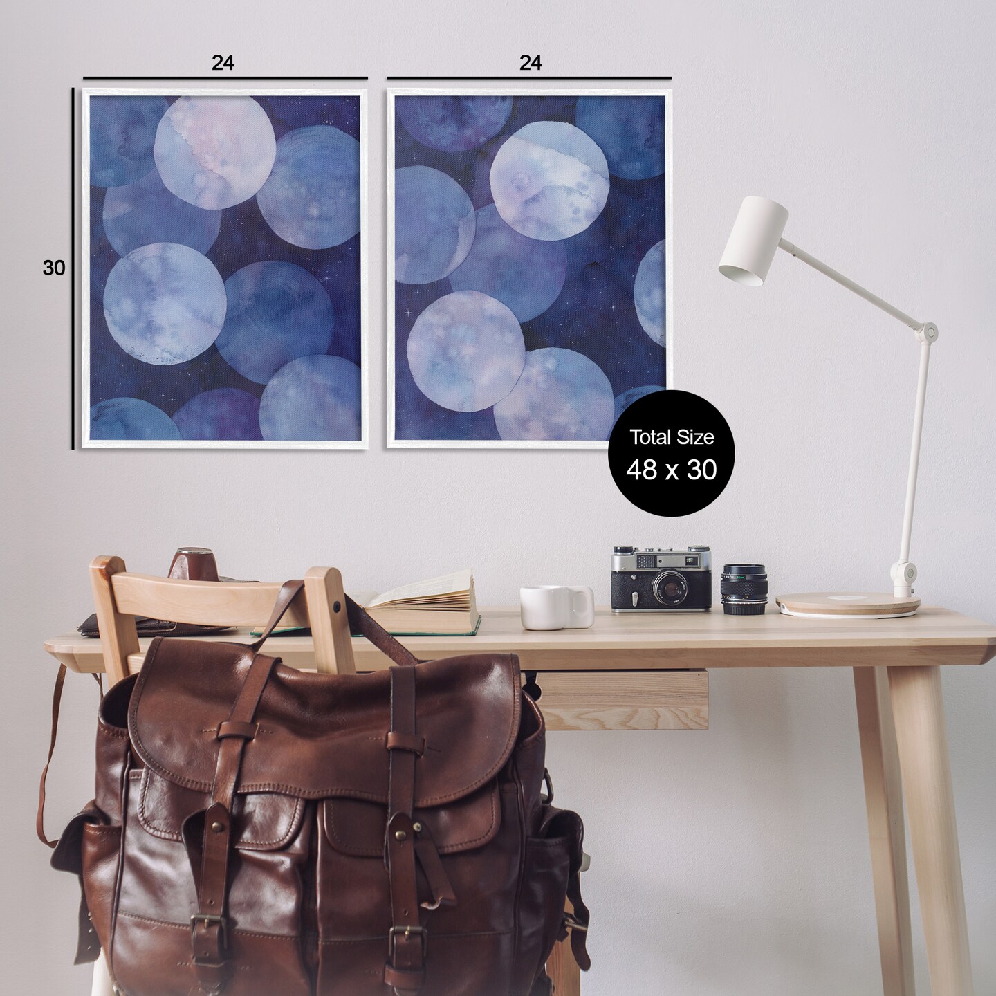 Stupell Industries Abstract Blue Purple Circle Bubbles 2 pc Framed Giclee Wall Art Set Design by Grace Popp