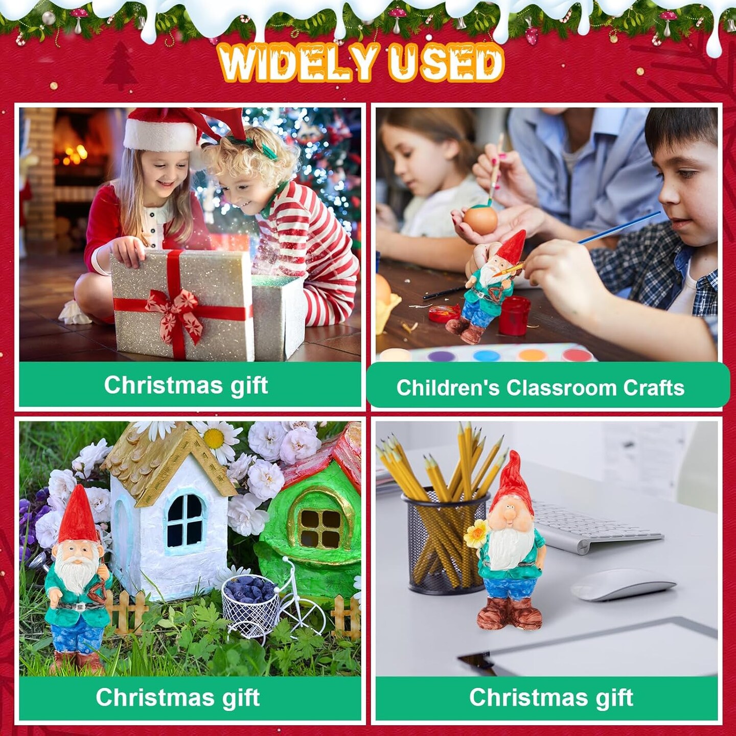 6 Pcs Paint Your Own Garden Gnomes Unpainted Kit to Paint Statue