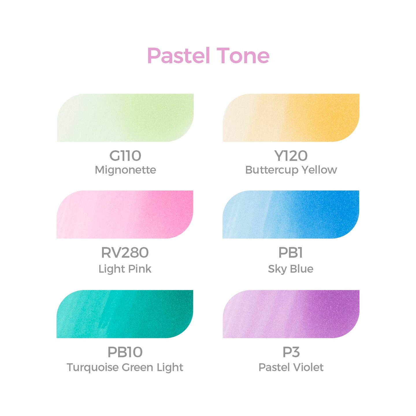 Ohuhu 6 Colors Dual Tips Alcohol Art Markers - Brush &#x26; Chisel- Honolulu of Ohuhu Markers - Basic/Pastel/Skin Tone Colors