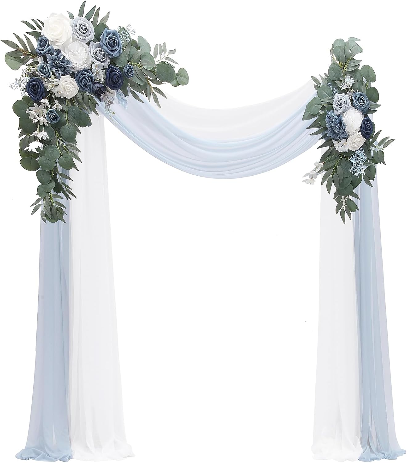 Artificial Dusty Blue &#x26; Navy Blue Floral Swag Arrangement