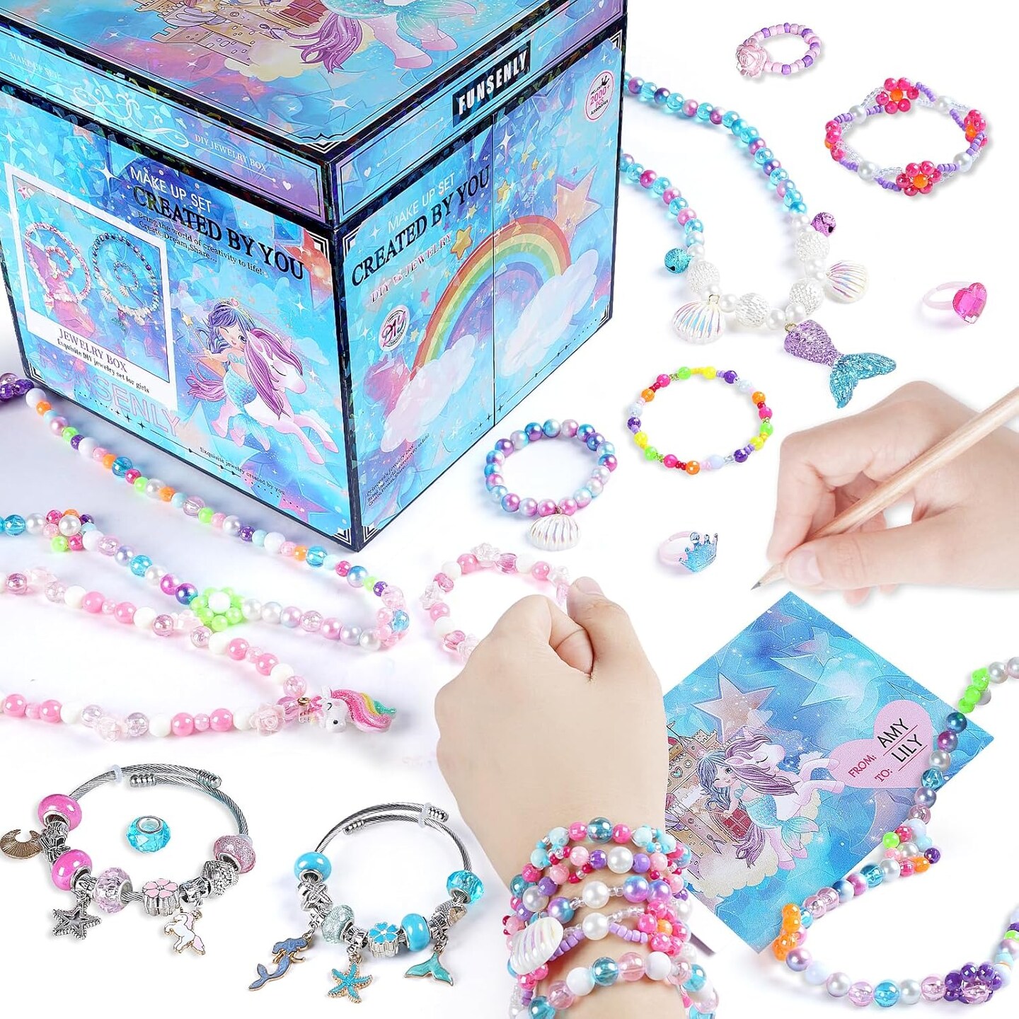 2000pcs Charm Beads Bracelet Making Kit for Girls – DIY Jewelry Set with Beads, Charms & Storage Box | Arts & Crafts Gift for Girls Ages 4–12, Valentine’s Day & Birthday