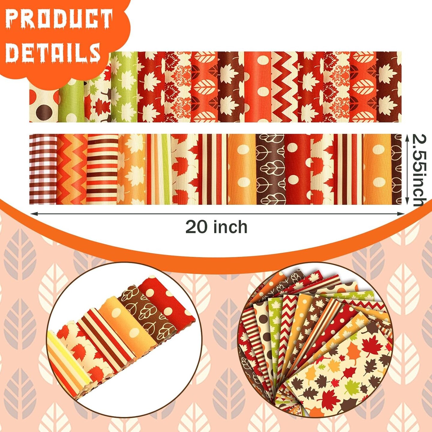 2.6 inch - 40 Pcs Fall Pre-Cut Fabric Thanksgiving Jelly Fabric